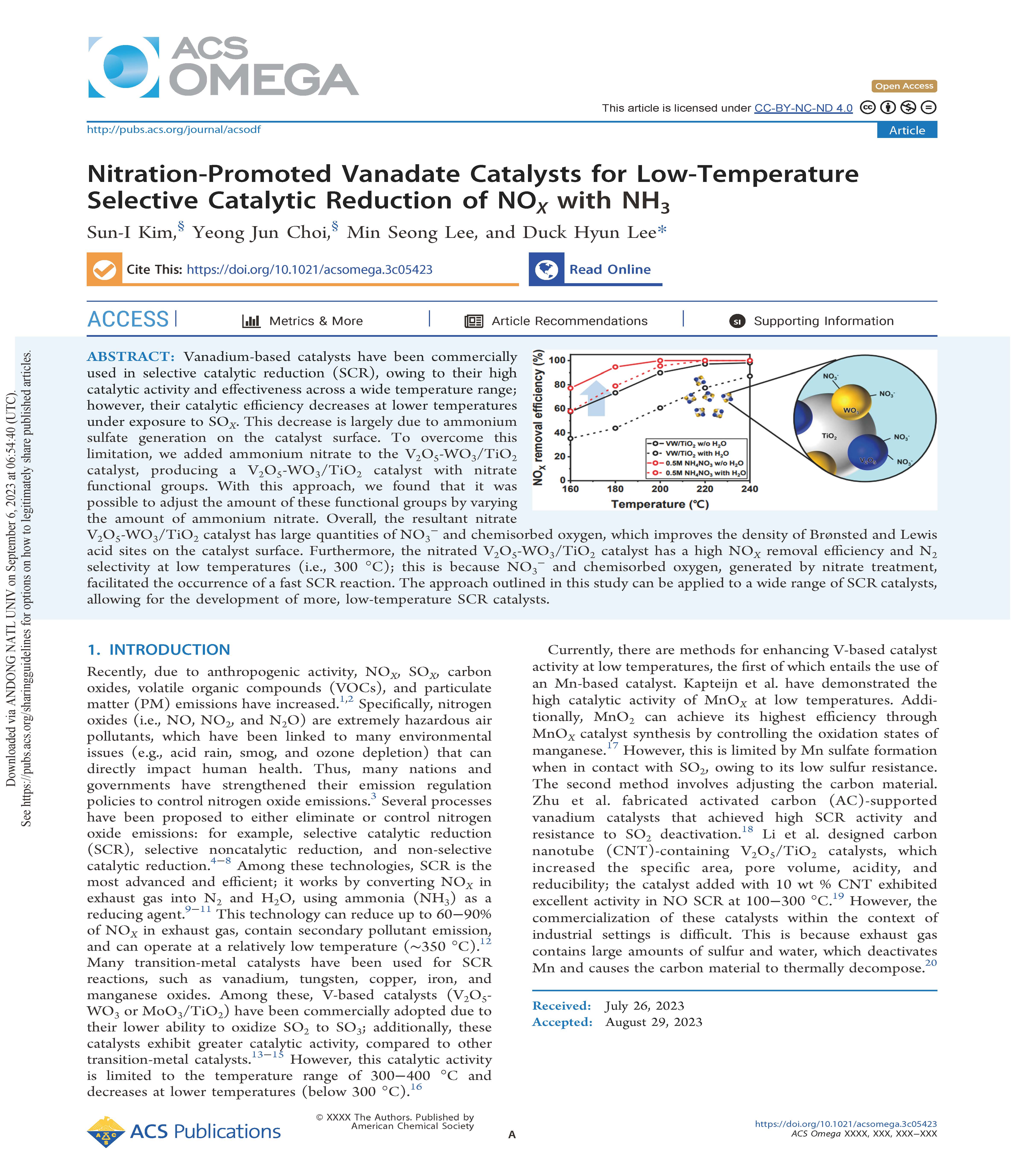 저온 환경에서 효과적인 NOx 제거를 위한 SCR 촉매 기술 개발 논문1